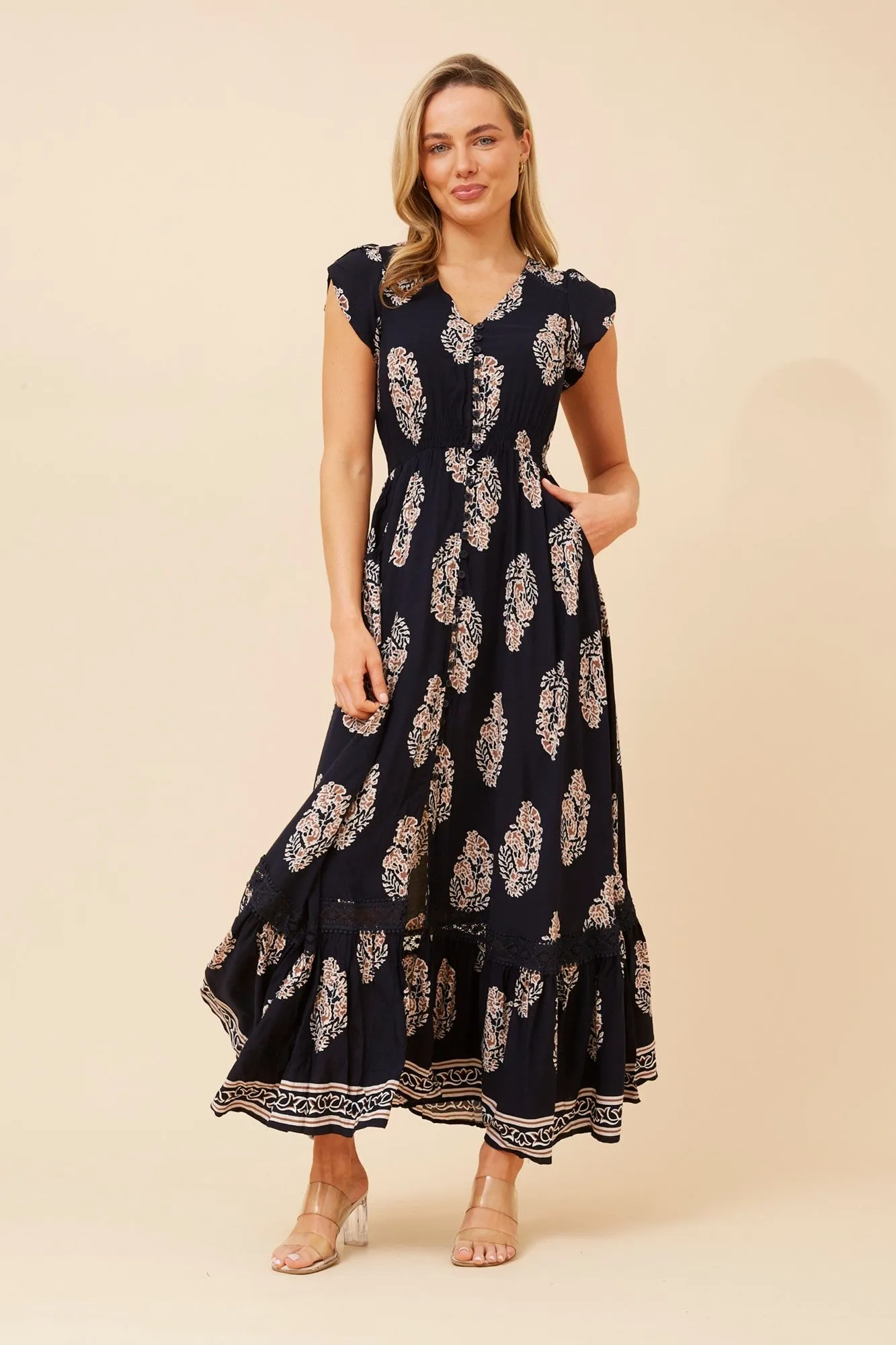 Draped Silhouette MOROCCO BOHO MAXI DRESS