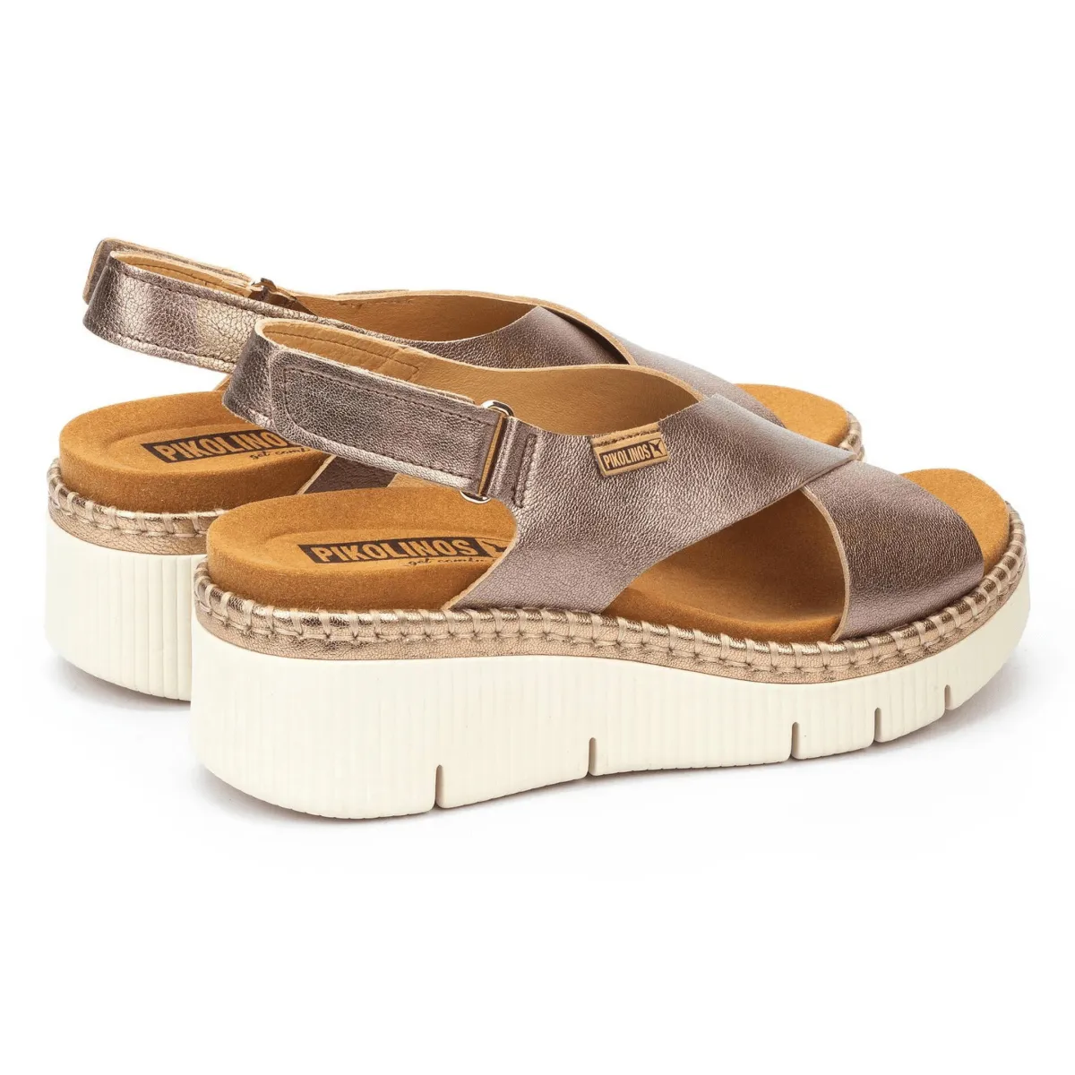 Soft Grip Pure Steps Pikolinos Women's Gomera Stone Metallic Leather