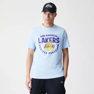 LA Lakers NBA Bubble Wordmark Pastel Blue T-Shirt Daily Comfort