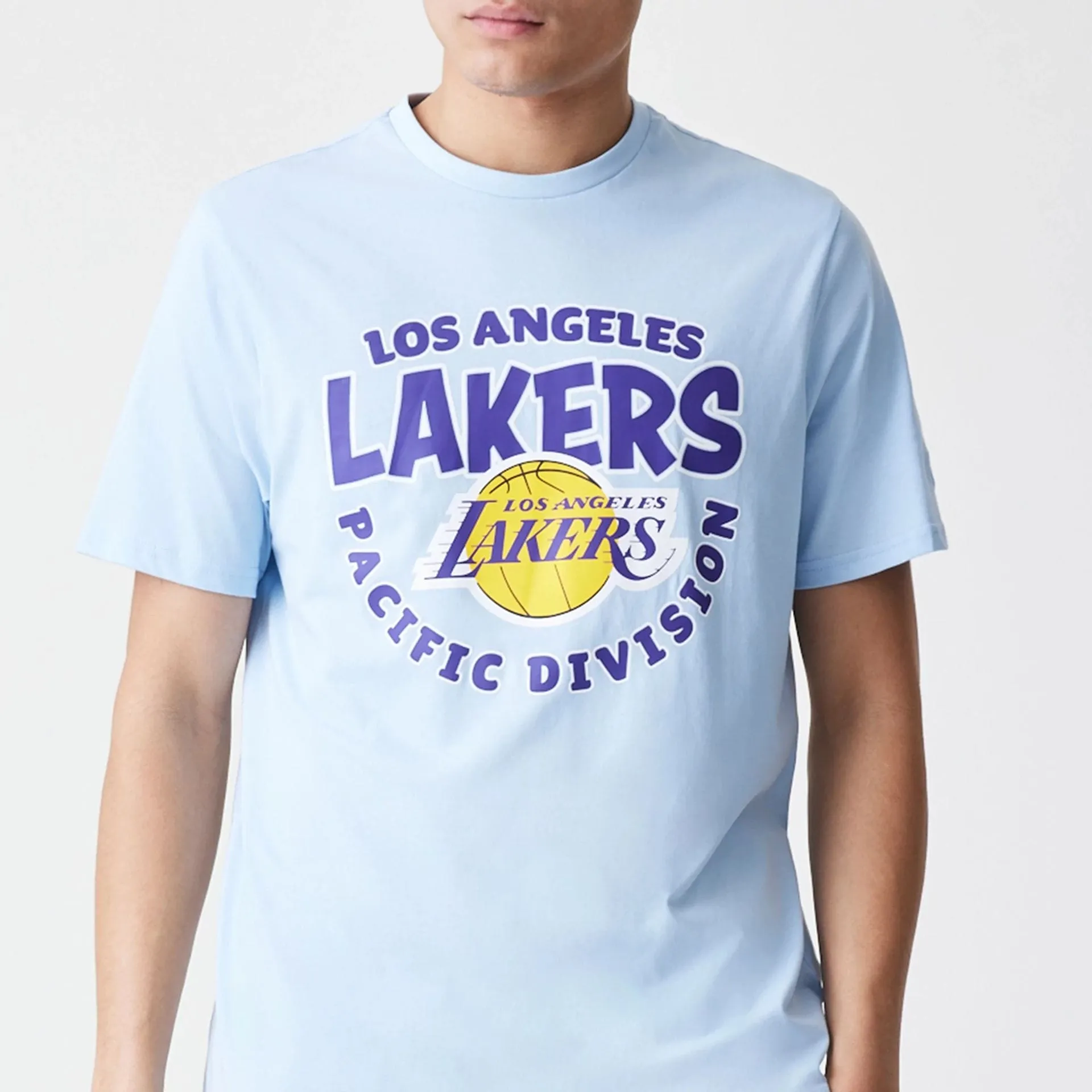 LA Lakers NBA Bubble Wordmark Pastel Blue T-Shirt Soft touch finish