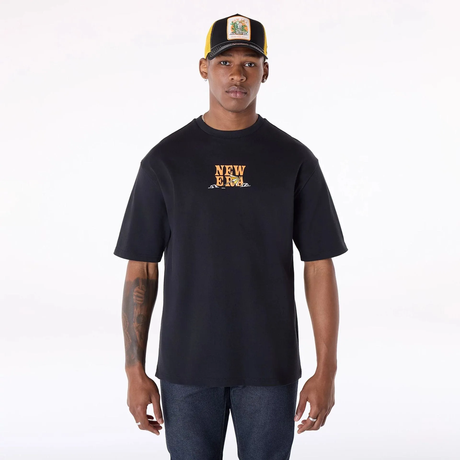 New Era Drink Graphic Black Oversized T-Shirt Breathable Comfort Wear