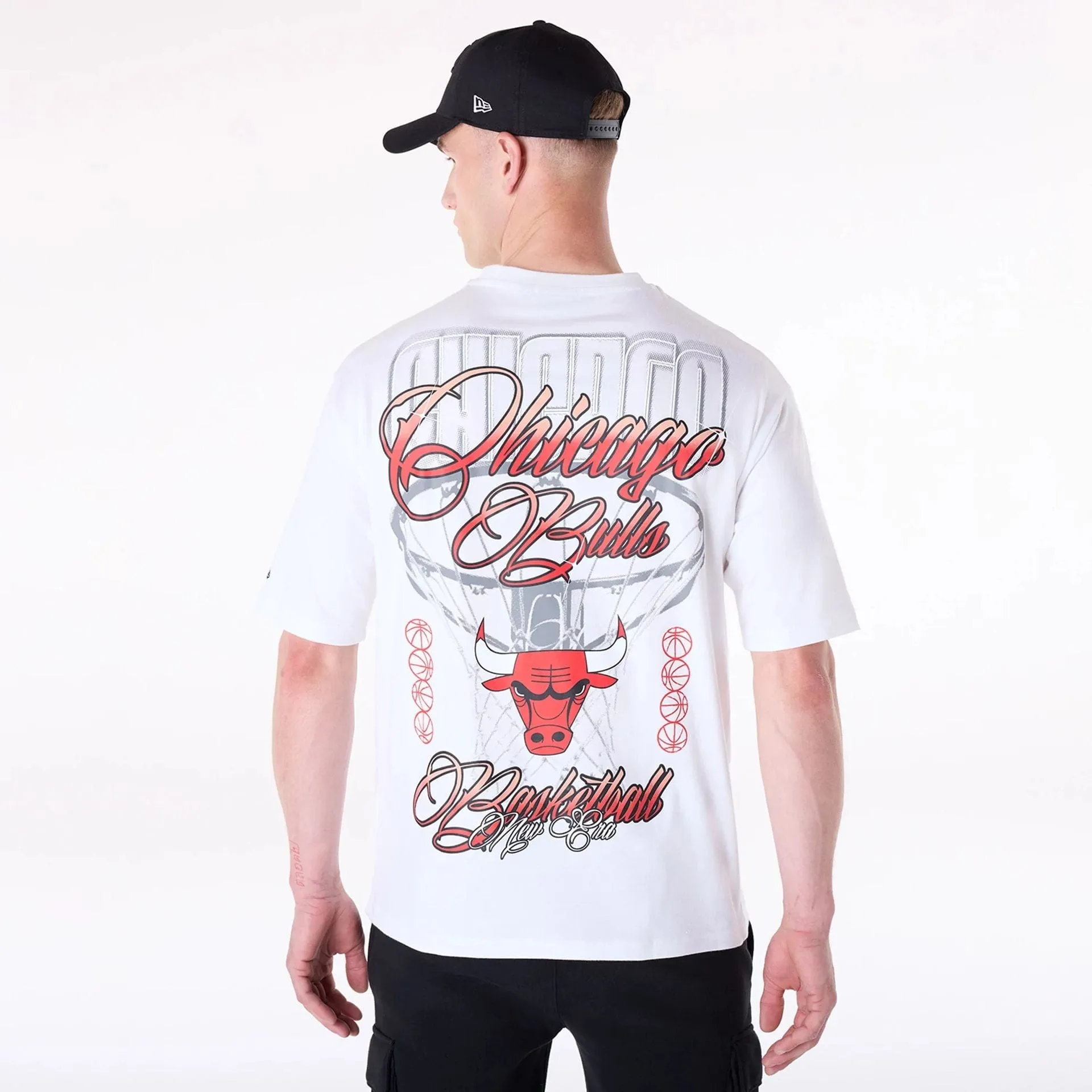 Chicago Bulls NBA Font Graphic White T-Shirt Casual Ease