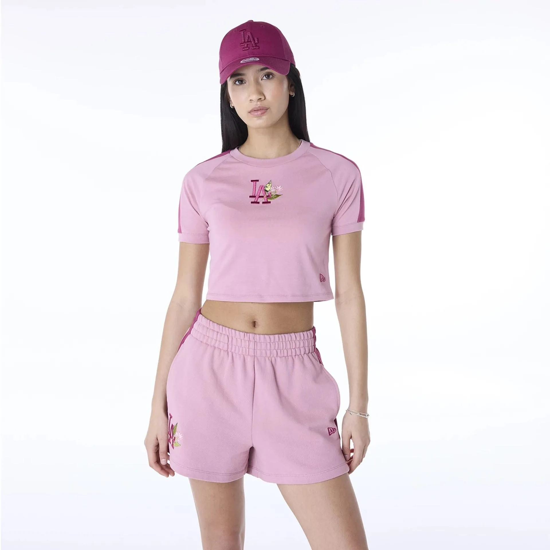 LA Dodgers Womens MLB Floral Dark Pink T-Shirt Comfy Look Wear