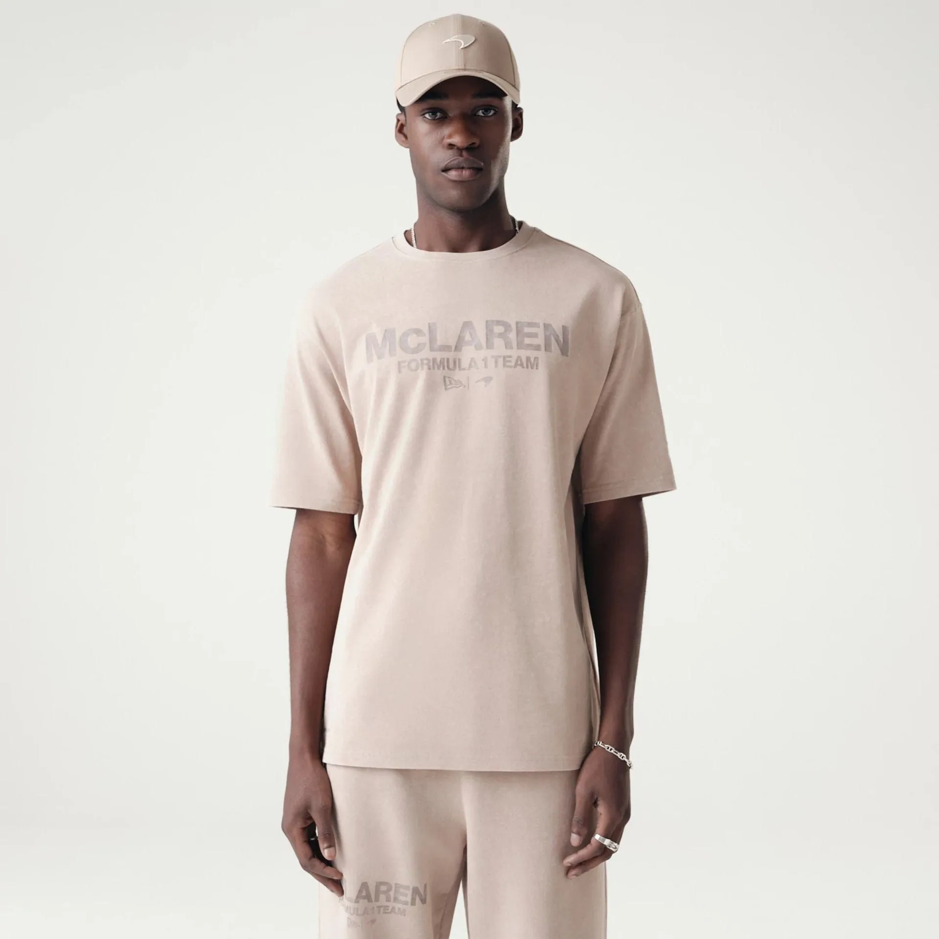 Essential Fit McLaren Racing Washed Pack Beige On Beige Oversized T-Shirt