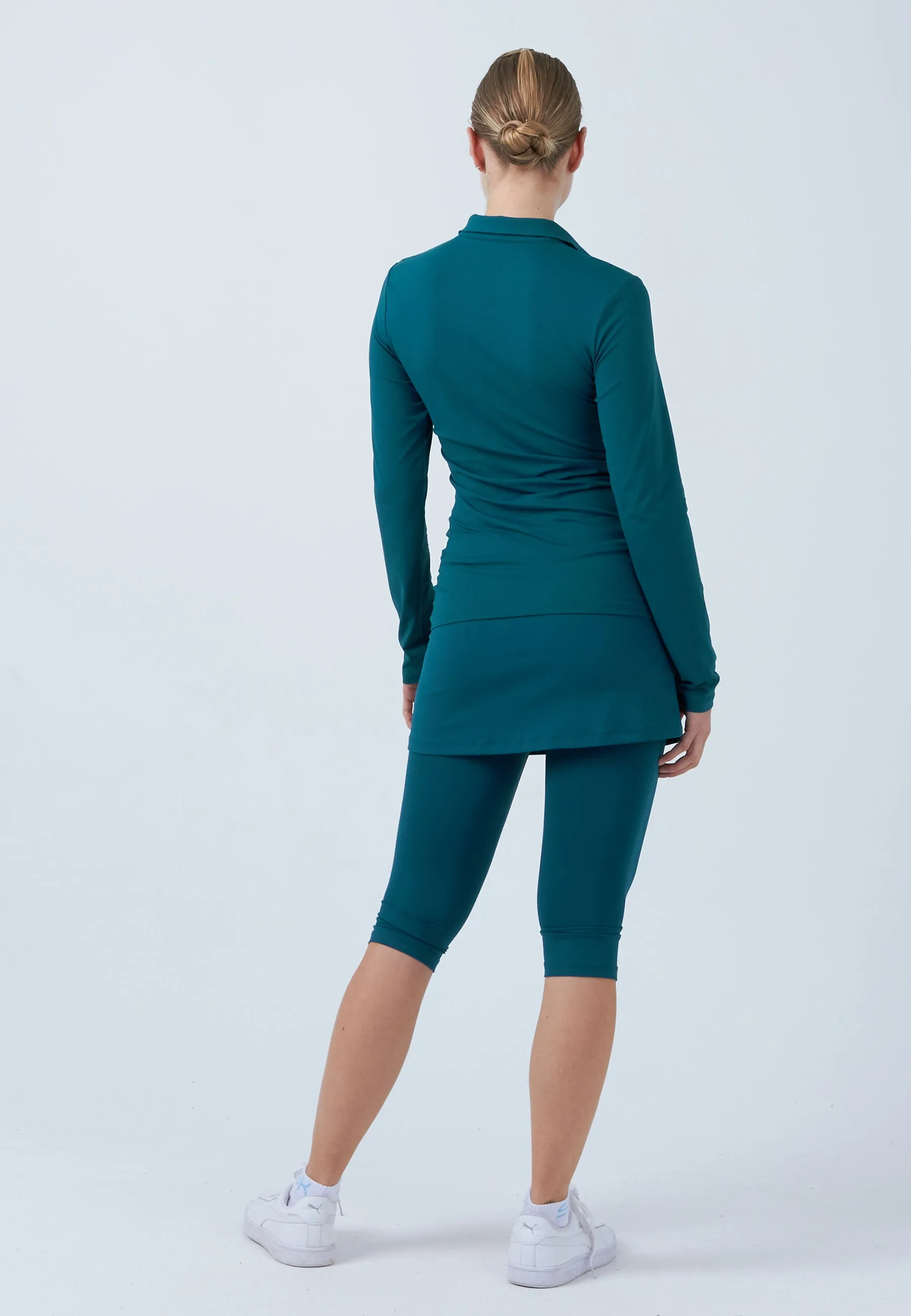 Timeless Fit Quick Drying Women Tennis Longsleeve Polo Shirt, dark teal