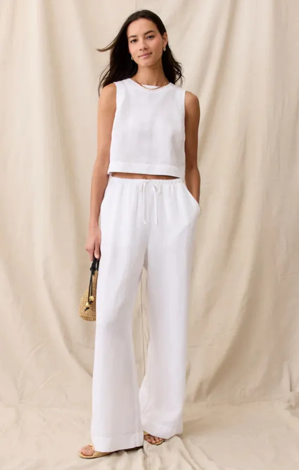 Urban Flex Back pockets Linen Drawstring Wide Leg Pant