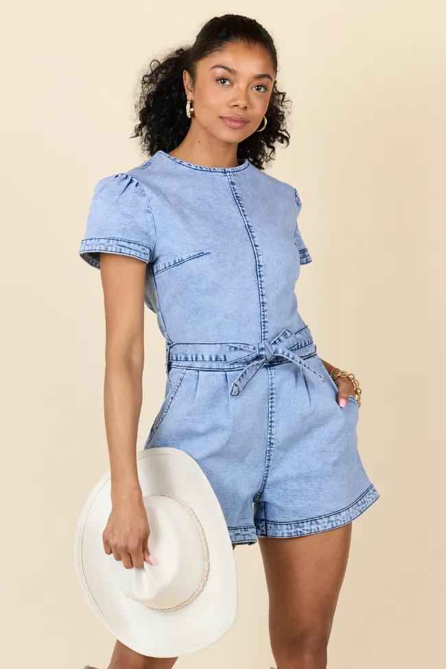 Whens Intermission Denim Short Sleeve Romper SALE Cozy Design Cool Edge