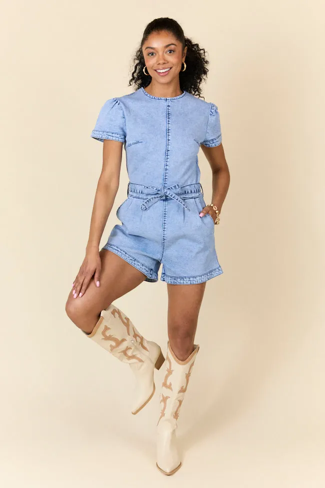 Whens Intermission Denim Short Sleeve Romper SALE Breathable Lining