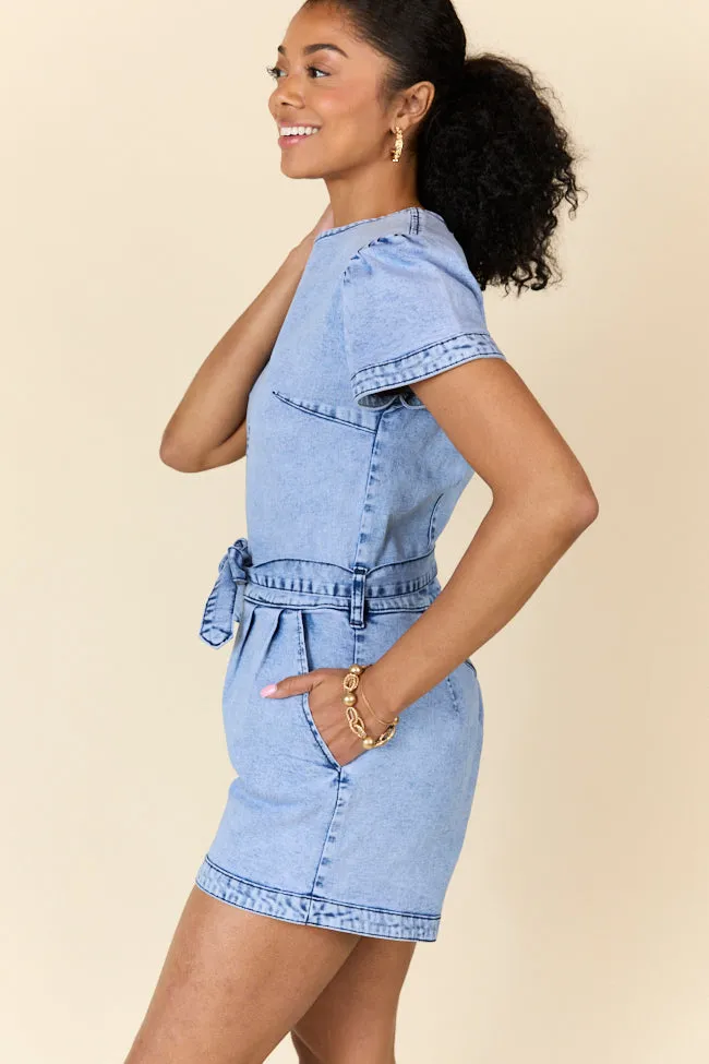 American Ease Whens Intermission Denim Short Sleeve Romper SALE