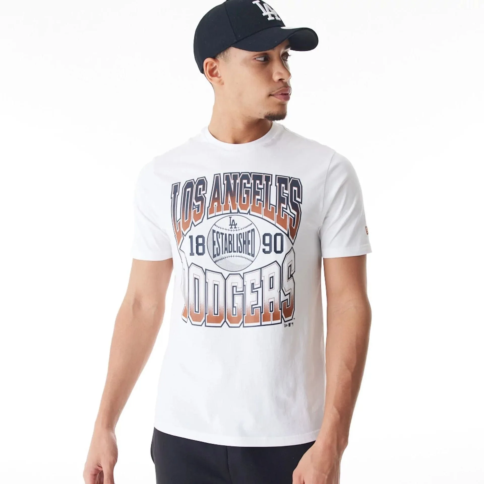 LA Dodgers MLB Gradient Graphic White T-Shirt Casual Comfort Layer Ruffled edges