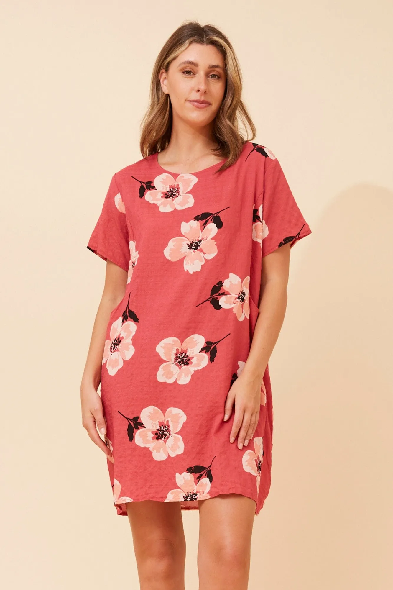 VINE FLORAL SHIFT DRESS Winter-Season Work Friendly