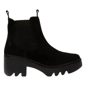 Fly London Women's TRIG514FLY Black Oil Suede Date night Auxetic Knit Fabric