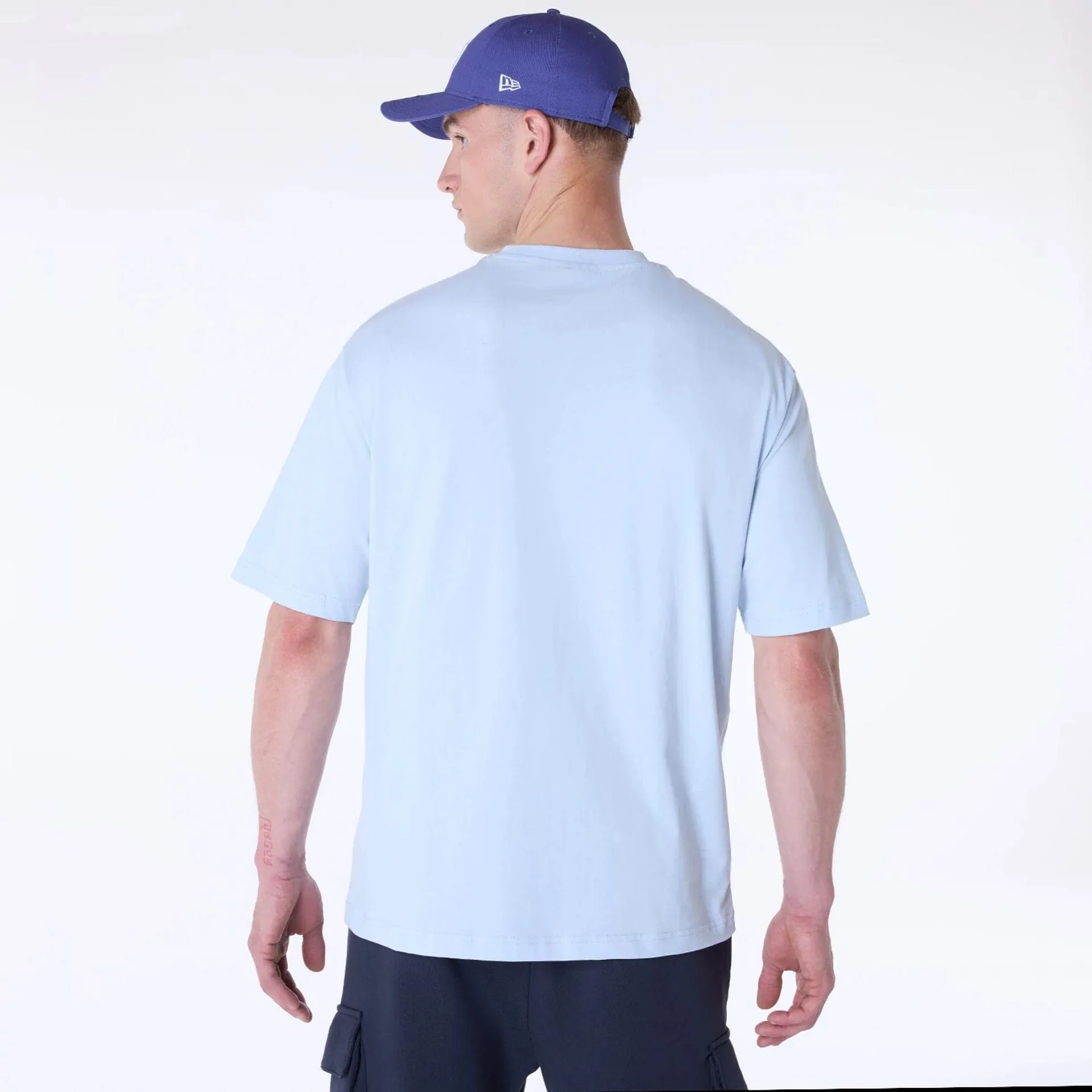 Everyday Style Trend Reinforced Neckline Detroit Tigers MLB League Essential Pastel Blue Oversized T-Shirt
