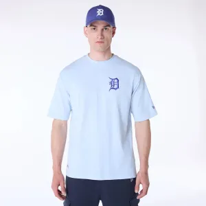 Detroit Tigers MLB League Essential Pastel Blue Oversized T-Shirt GarmentDyedTexture