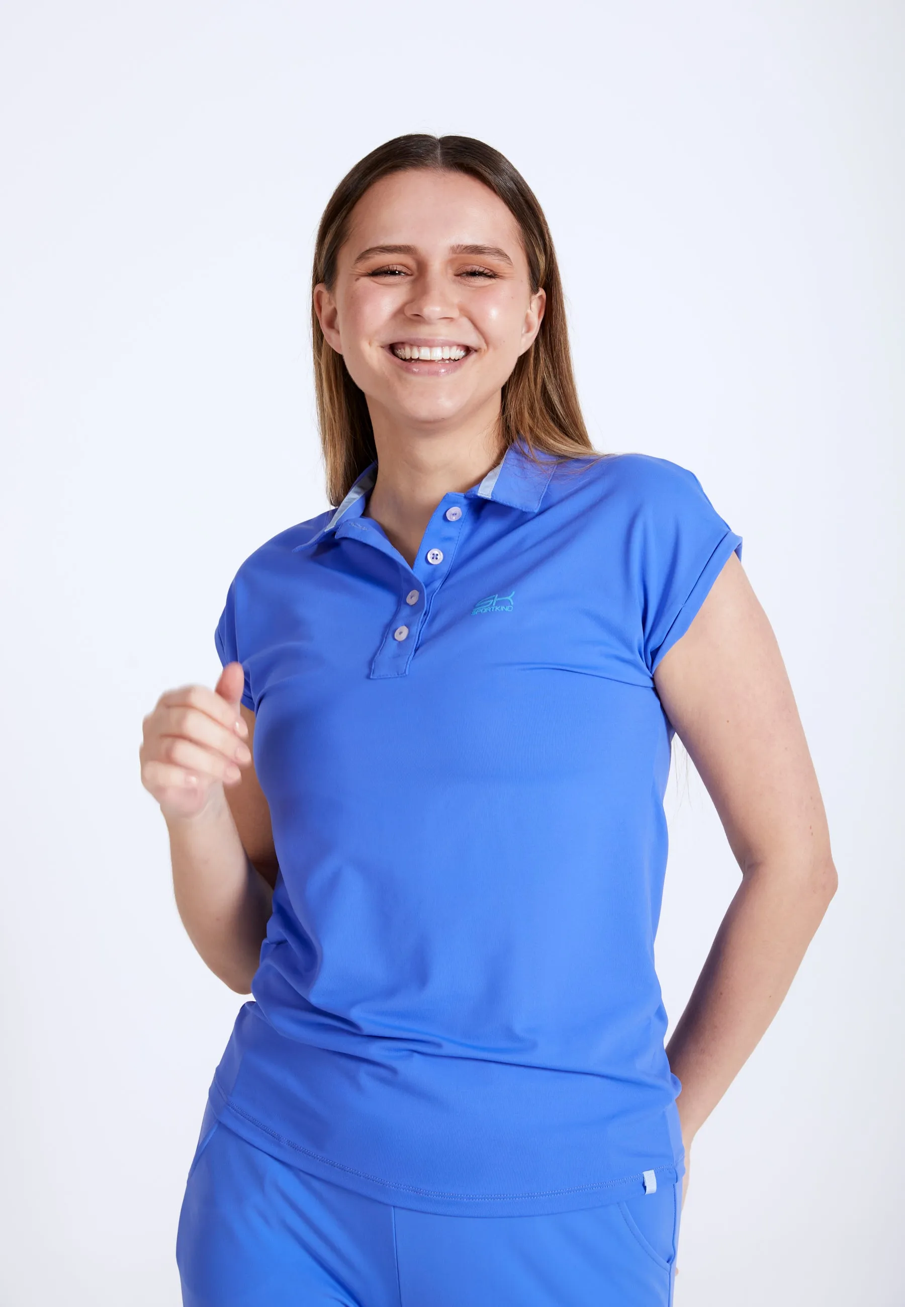 Tennis Polo Shirt Loose-Fit, cornflower blue Casual Wear MinimalBranding