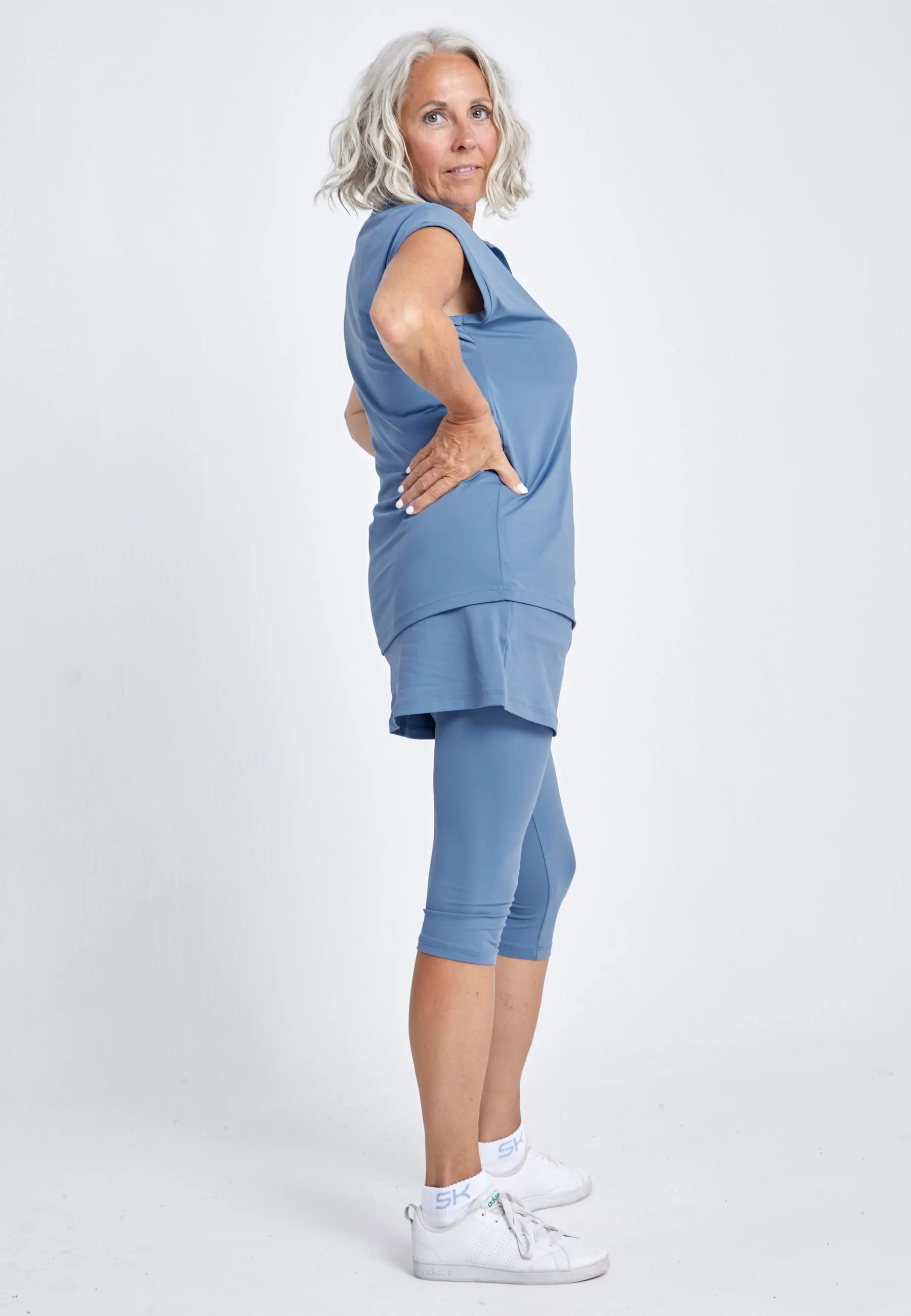 Tennis Polo Shirt Loose-Fit, grey blue Performance Layer