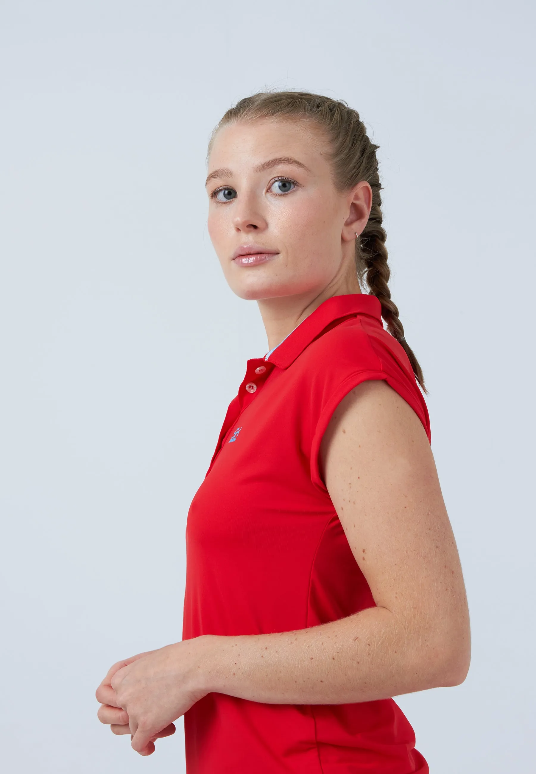 Tennis Polo Shirt Loose-Fit, red Comfy and Soft