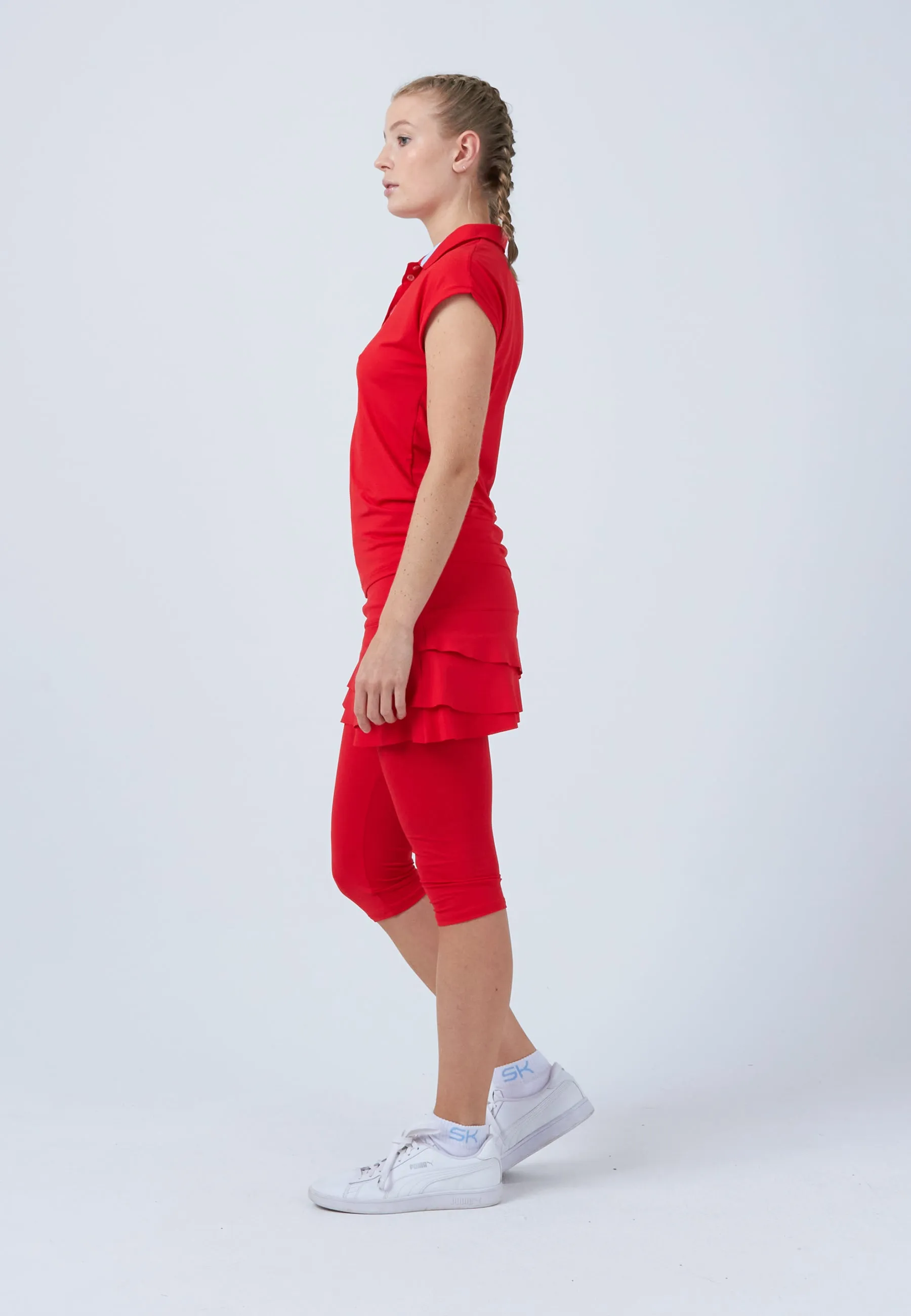 Tennis Polo Shirt Loose-Fit, red Breathable Design