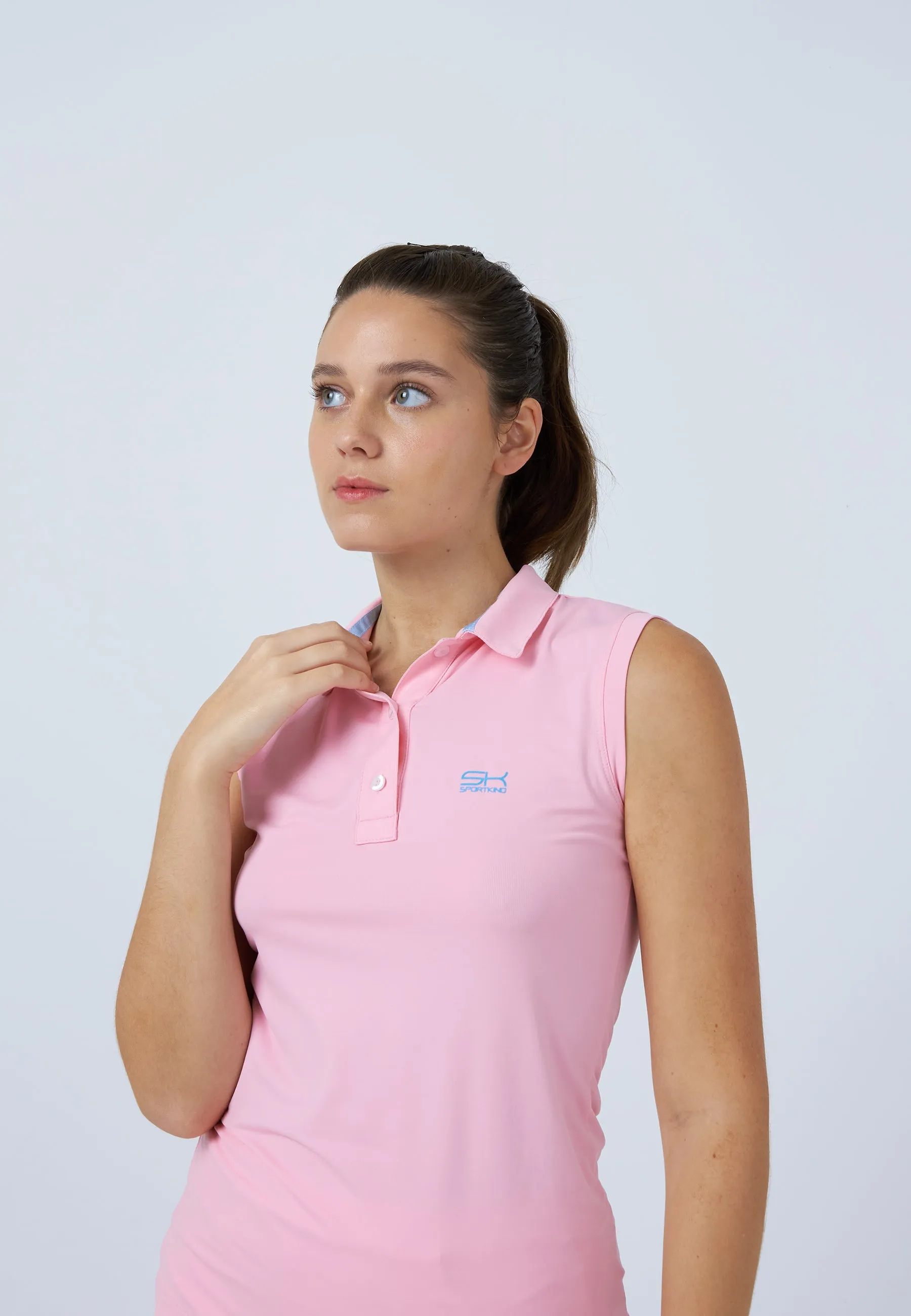 Short Sleeve Tennis Polo Shirt sleeveless for Women & Girls, light pink