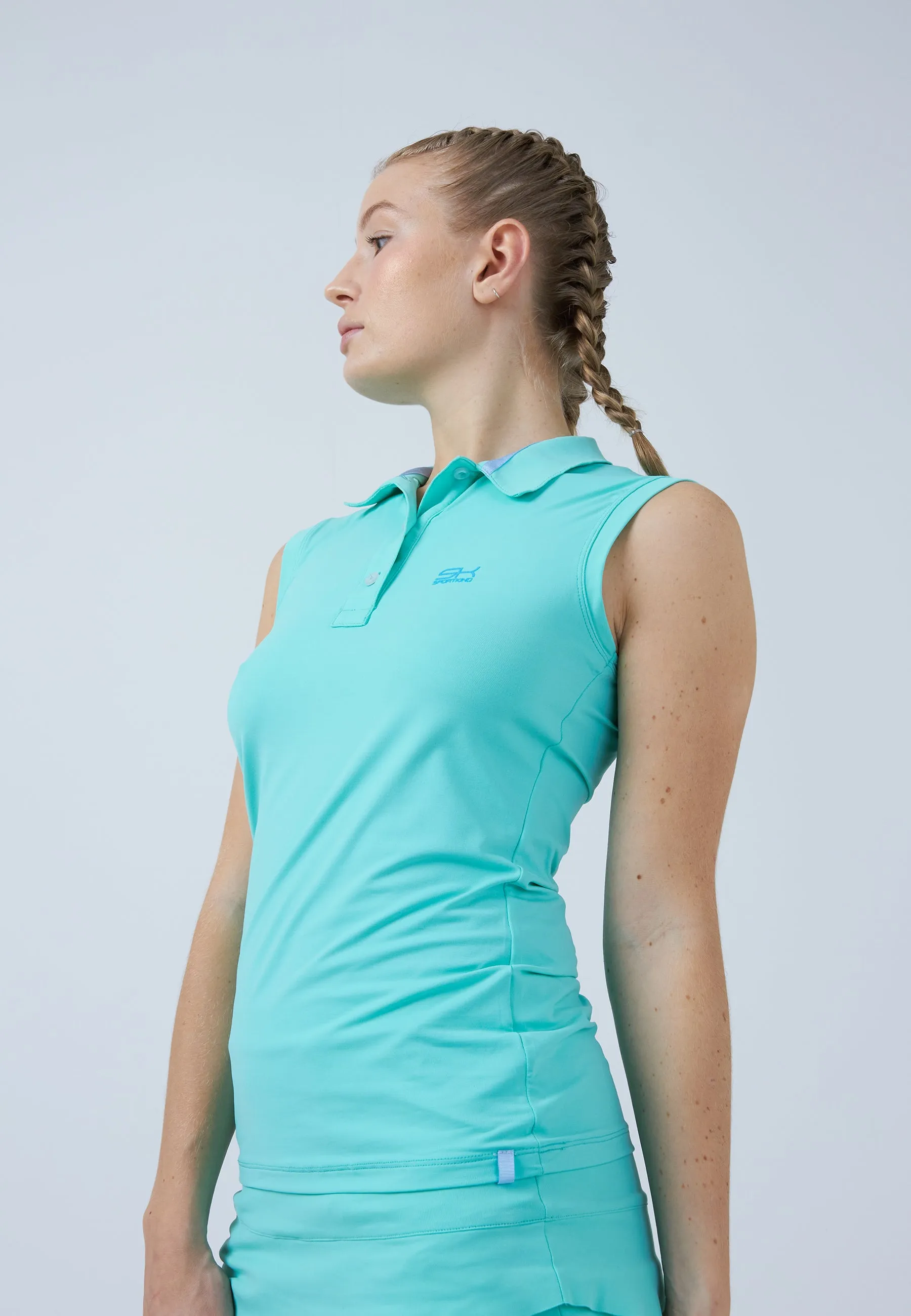 BioBased Fibers Tennis Polo Shirt sleeveless for Women & Girls, mint green