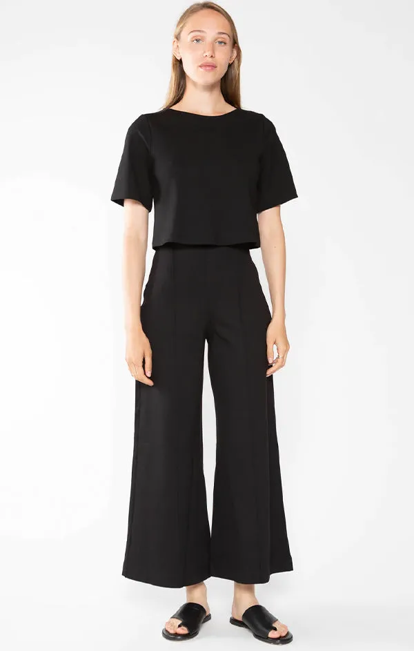 Clean Fit Ponte Knit Cropped Wide Leg Pant