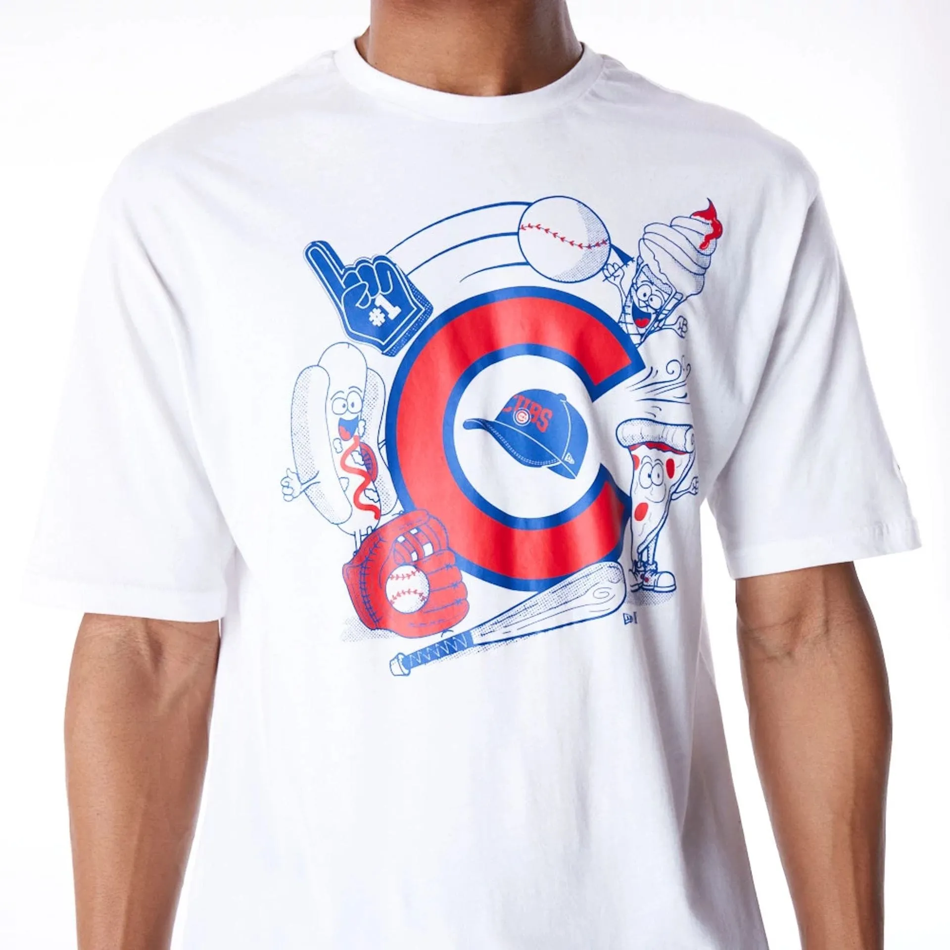 Sleek And Stylish Flexible Comfort Chicago Cubs MLB Food Graphic White Oversized T-Shirt