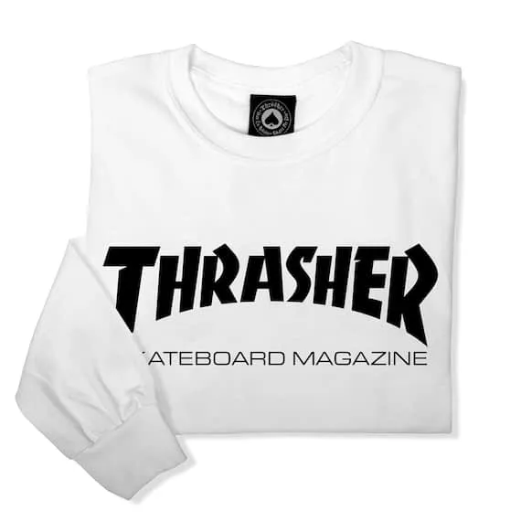 THRASHER SKATE MAG L/S (WHITE) AntiClingFabric