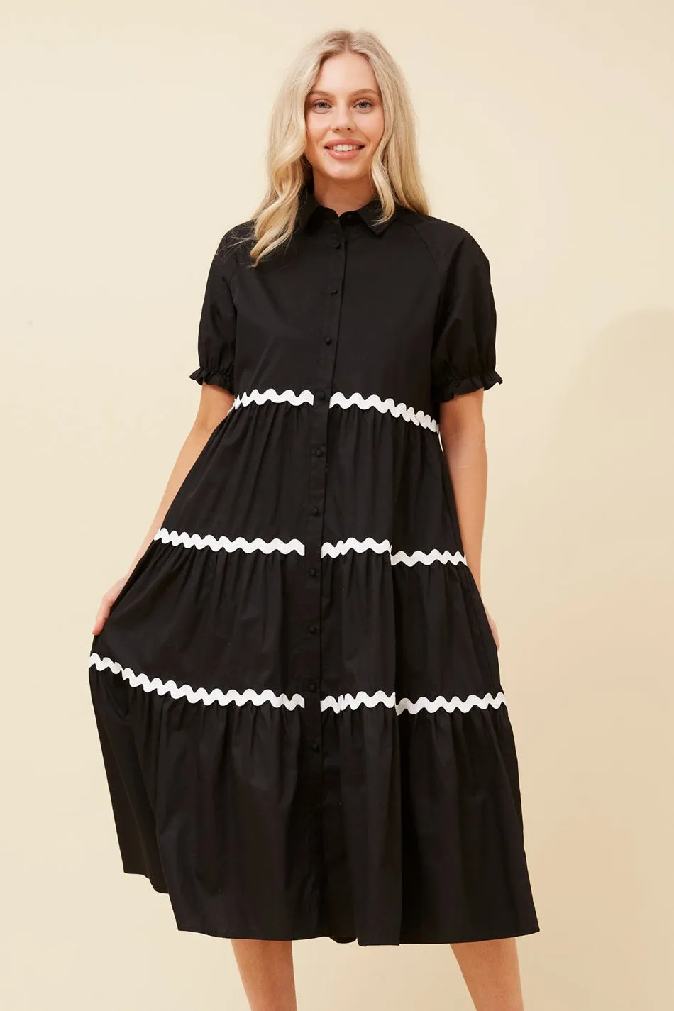 TIFFANY RIC RAC SHIRT DRESS Textured Layers Vibrant Aesthetic