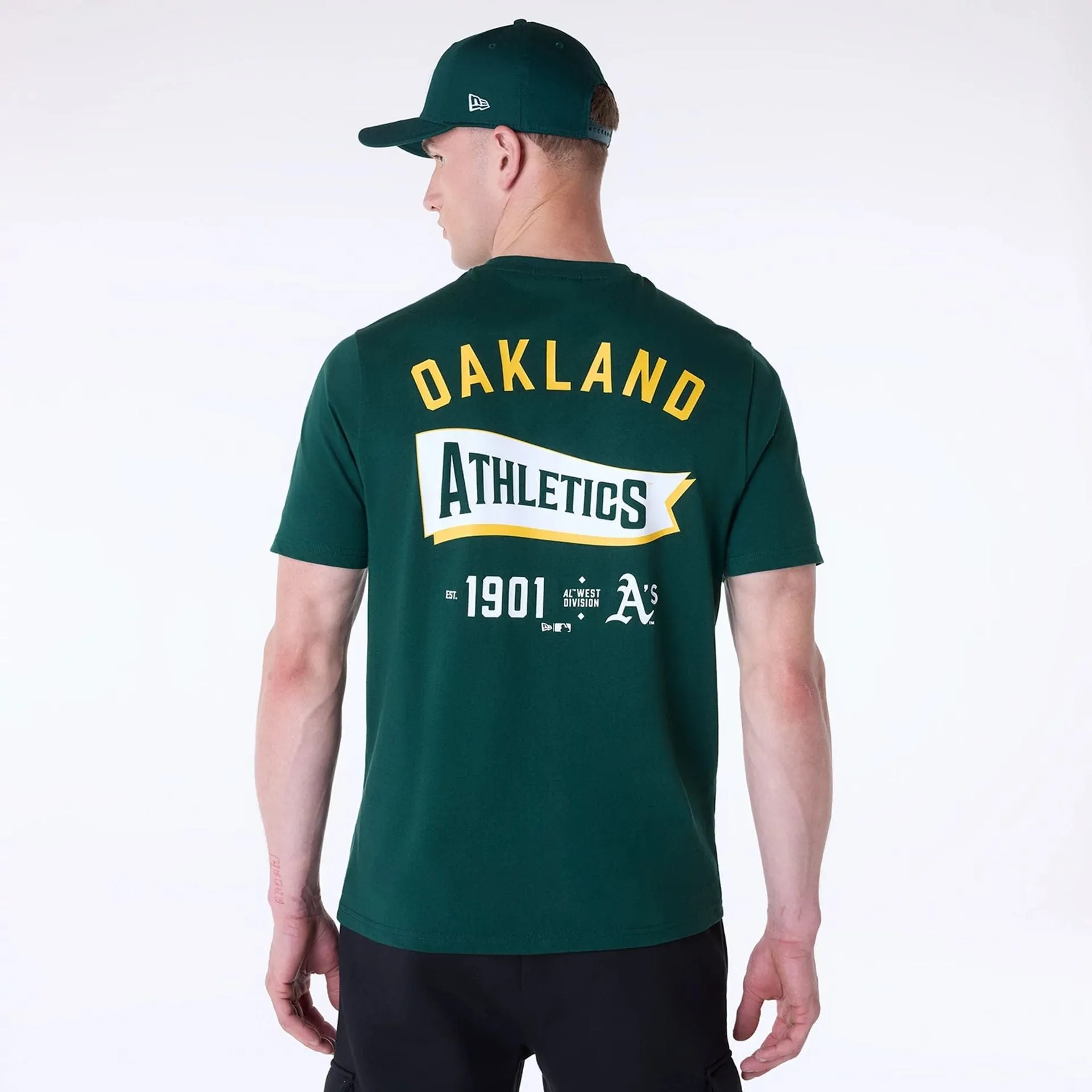Stretch Knit Oakland Athletics MLB Pennant Graphic Dark Green T-Shirt