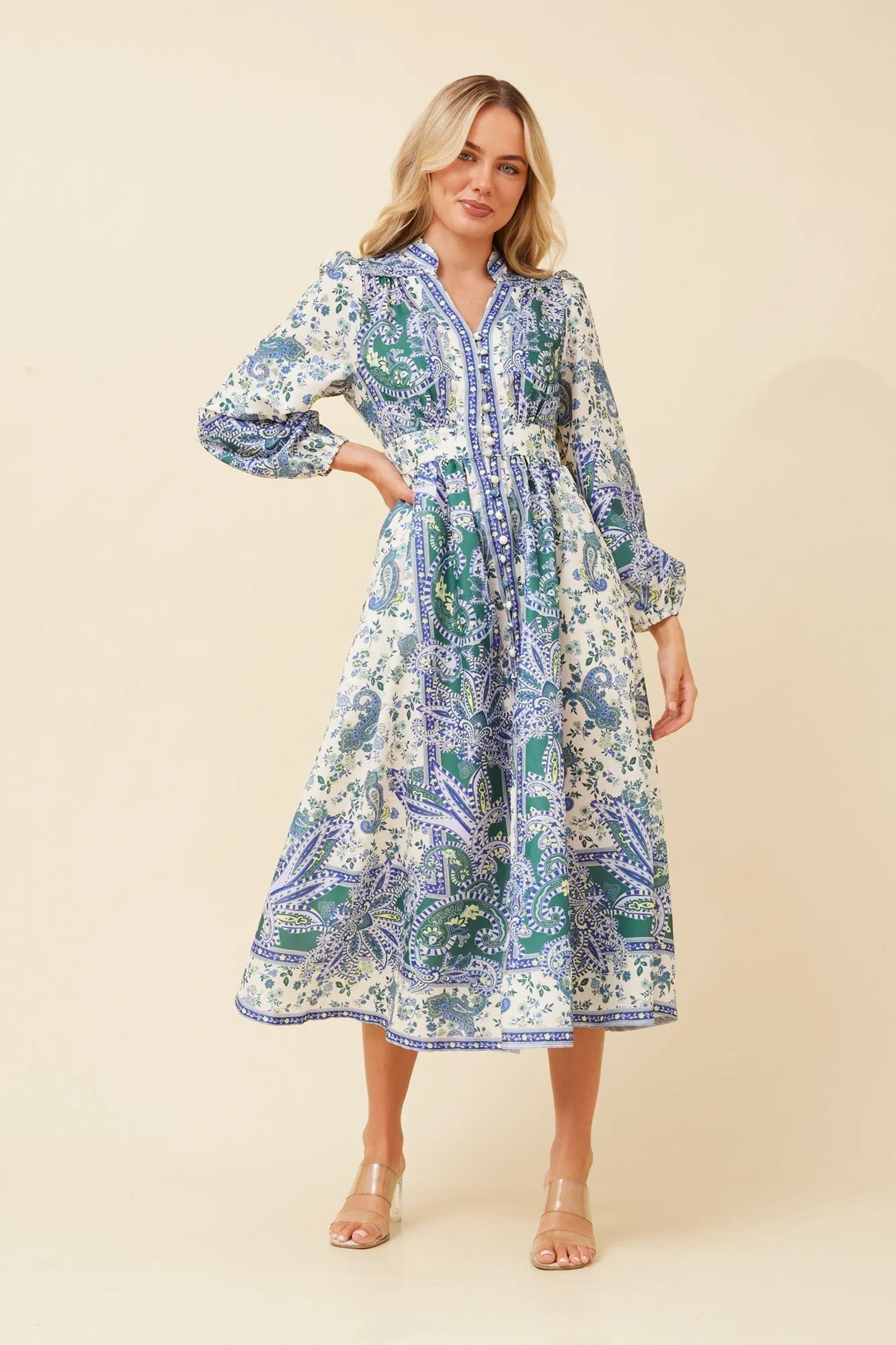 Live Soft SUNNY BORDER PRINT MIDI DRESS