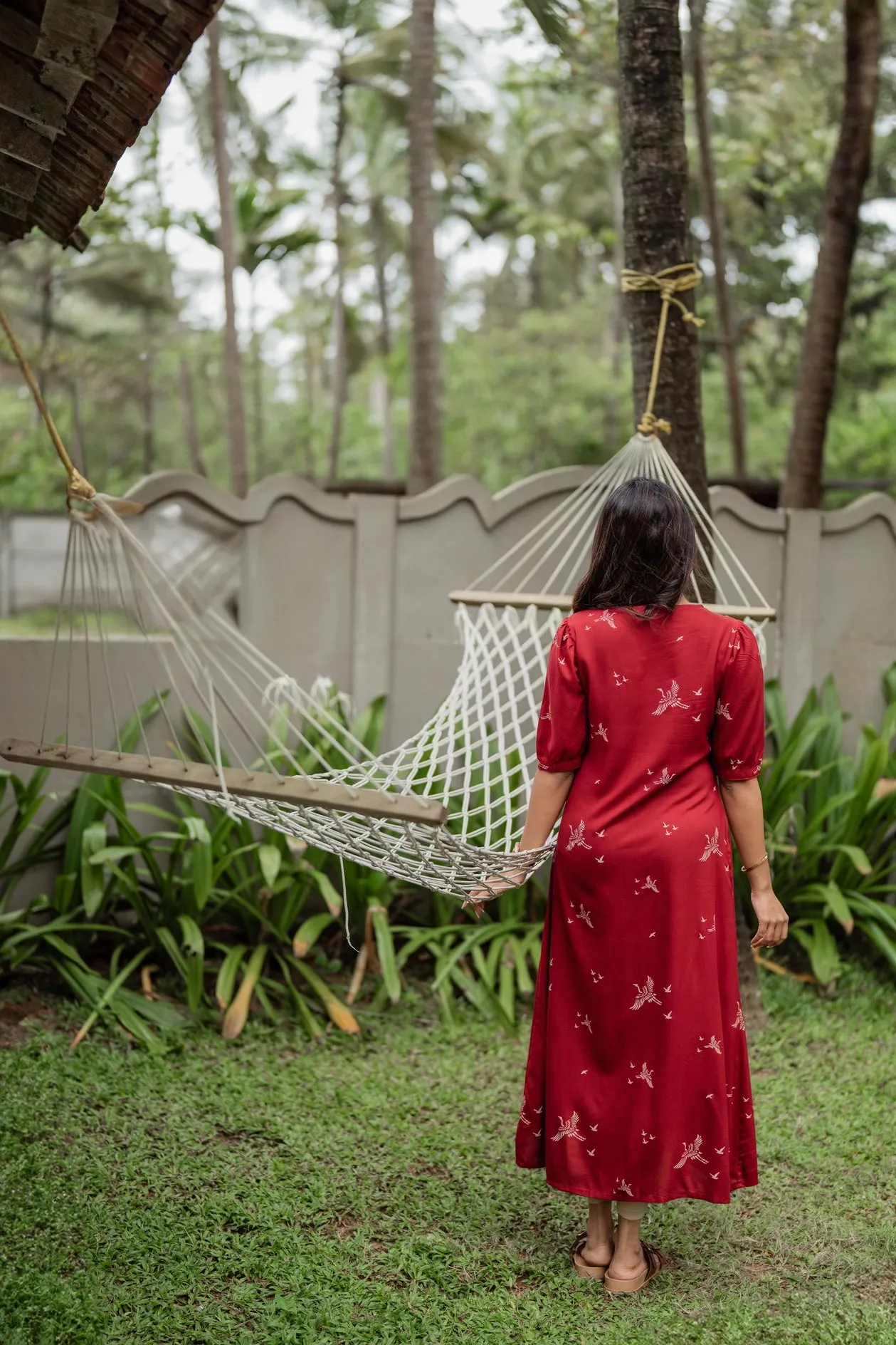 Happy Humming Red Printed Maternity wear and feeding dress Cozy Comfort Modern Soft