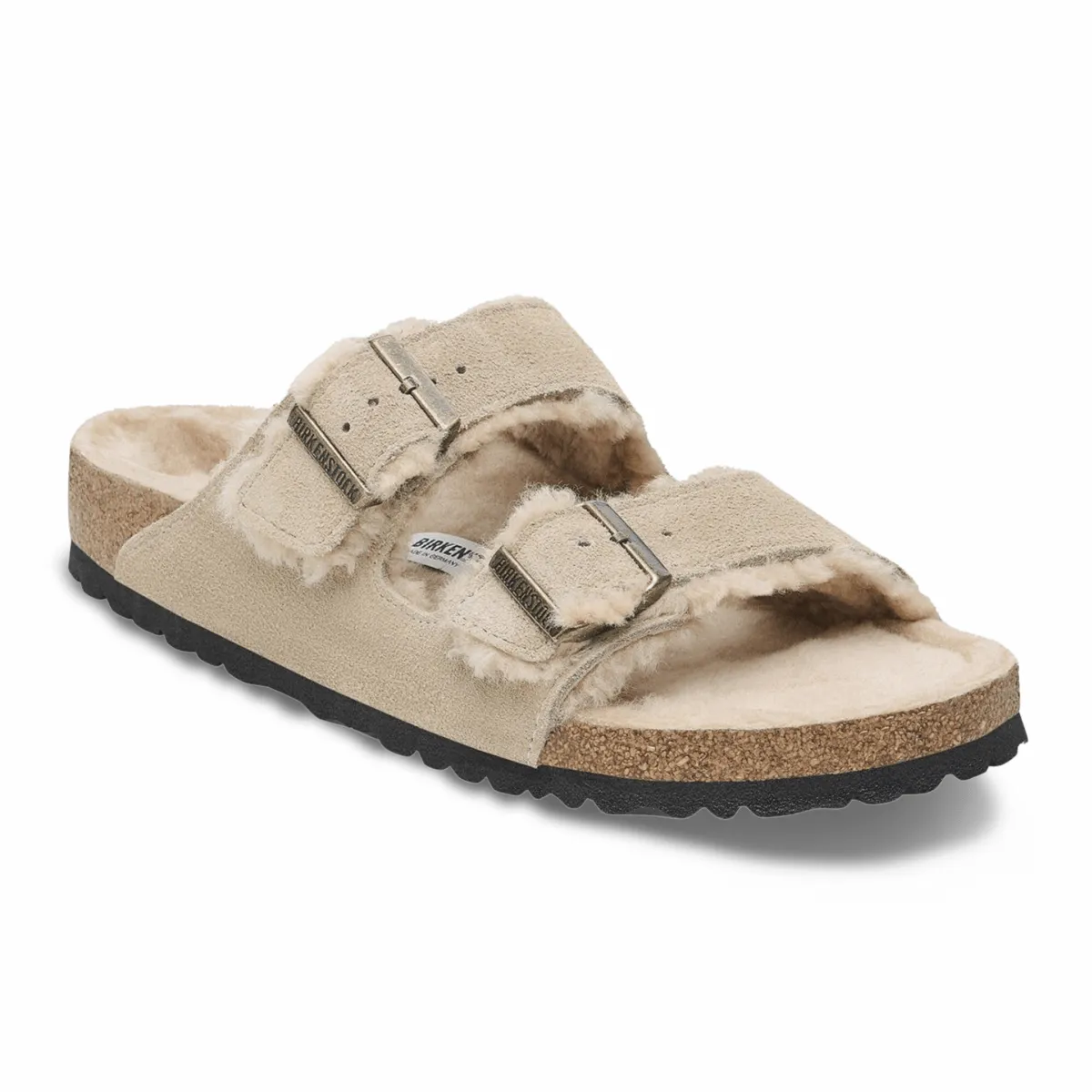 Birkenstock Women's Arizona Shearling Taupe Suede Leather Light Arch