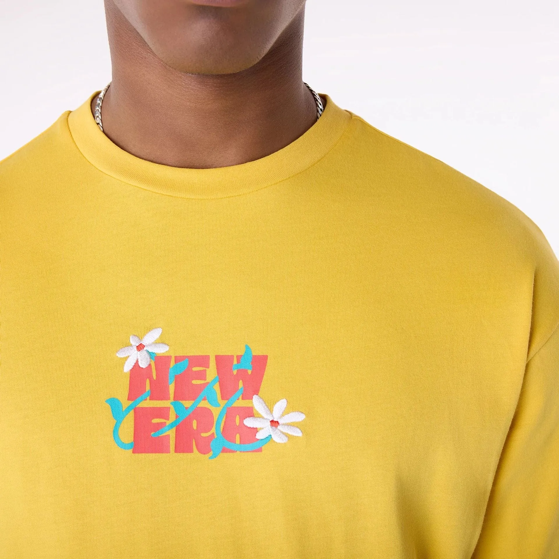 New Era Drink Graphic Yellow Oversized T-Shirt Everyday Chic