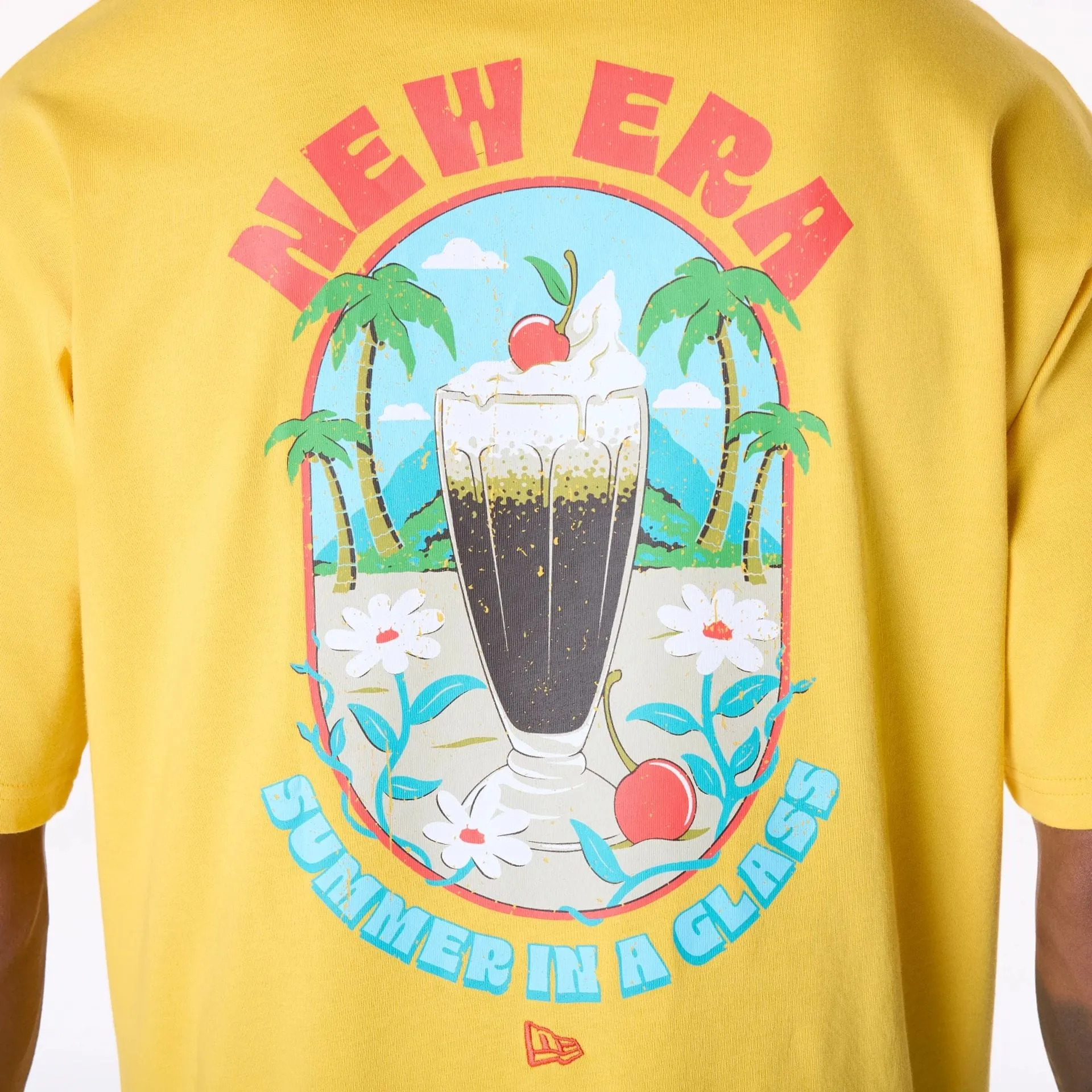 New Era Drink Graphic Yellow Oversized T-Shirt Active Outfit