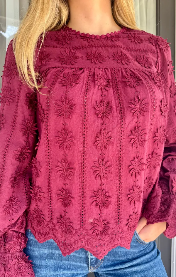 Gentle Power Roomy Design Tirza Linear Daisy Block Print Top