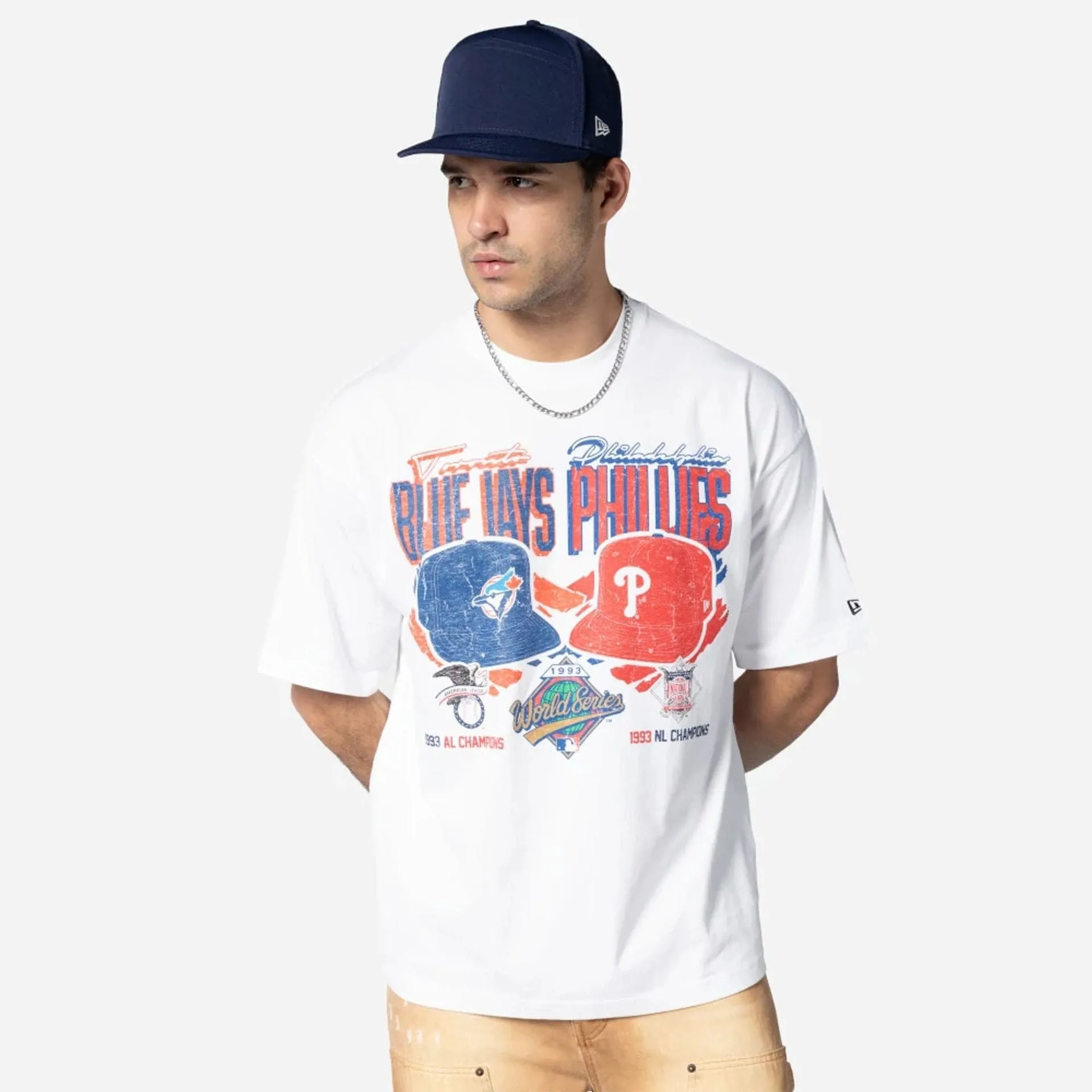 Toronto Blue Jays VS Philadelphia Phillies MLB Dueling Logos Sport Classic White T-Shirt All Day Comfort Breathable Layer