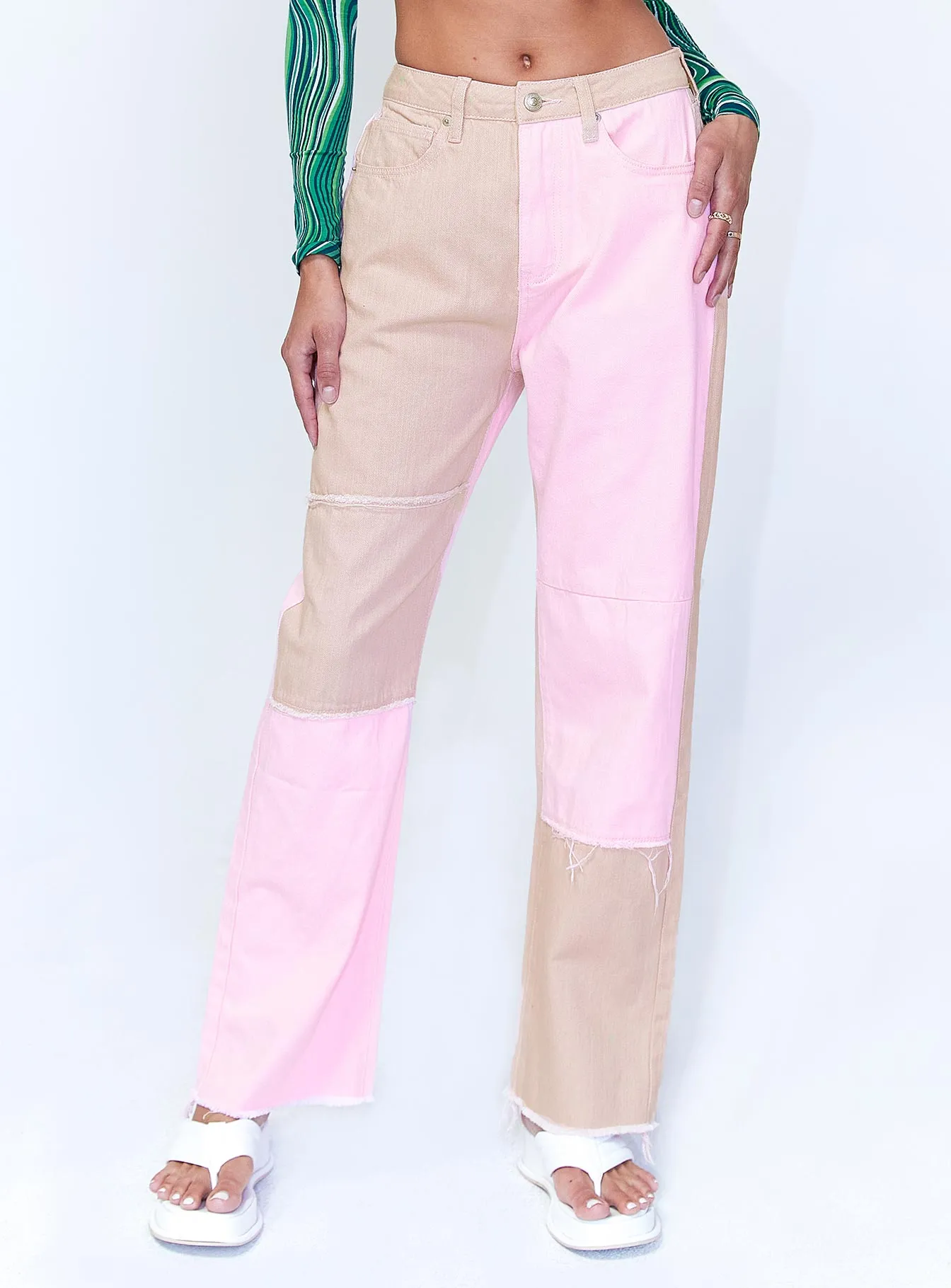 Style Upgrade Garment Dyed Technique Kaisha Denim Jeans Pink