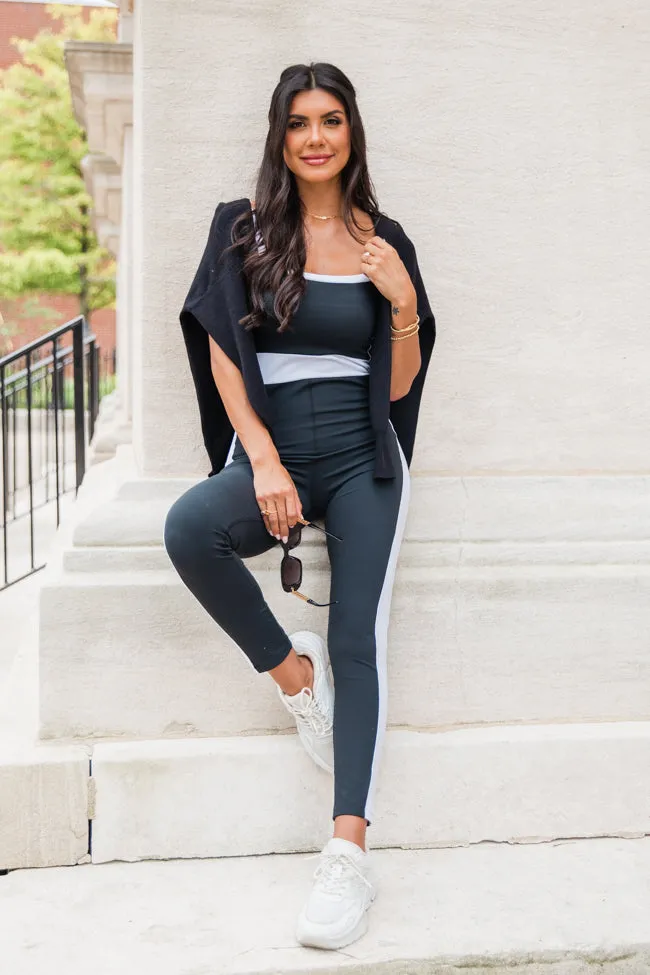 Cozy Pajama Pants Comfort waistband The Difference Between Us Black and Ivory Contrast Trim Active Onesie FINAL SALE