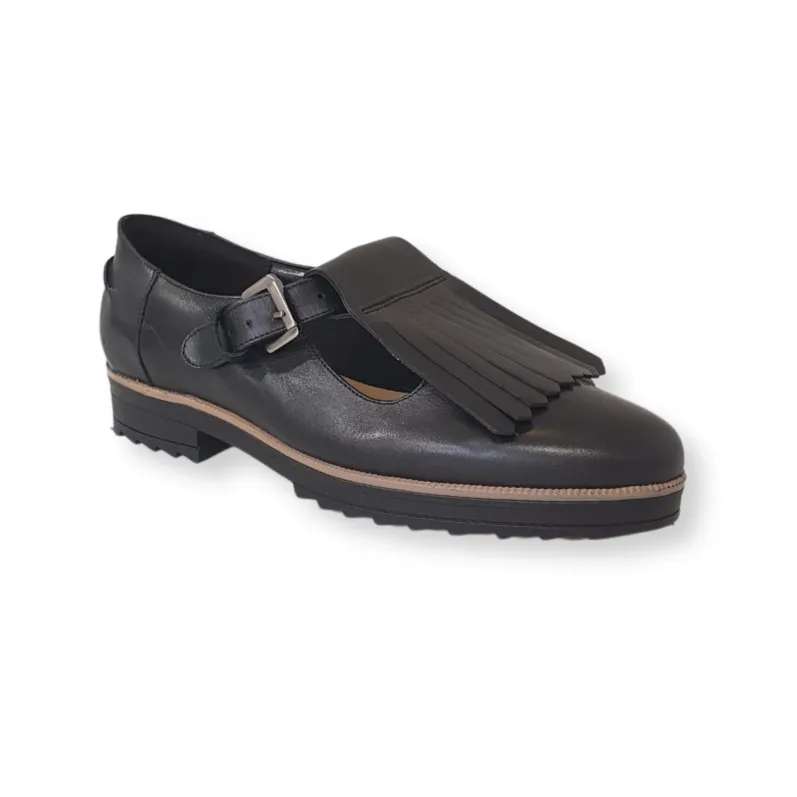 Lauren Thomas Womens Shoe Lolo Strap Black Leather youth trend Supportive Heel Cup