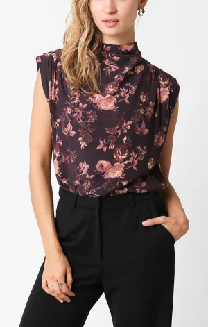 Fall Florals Cowl Neck Top Weatherproof Outerwear TaglessCollar