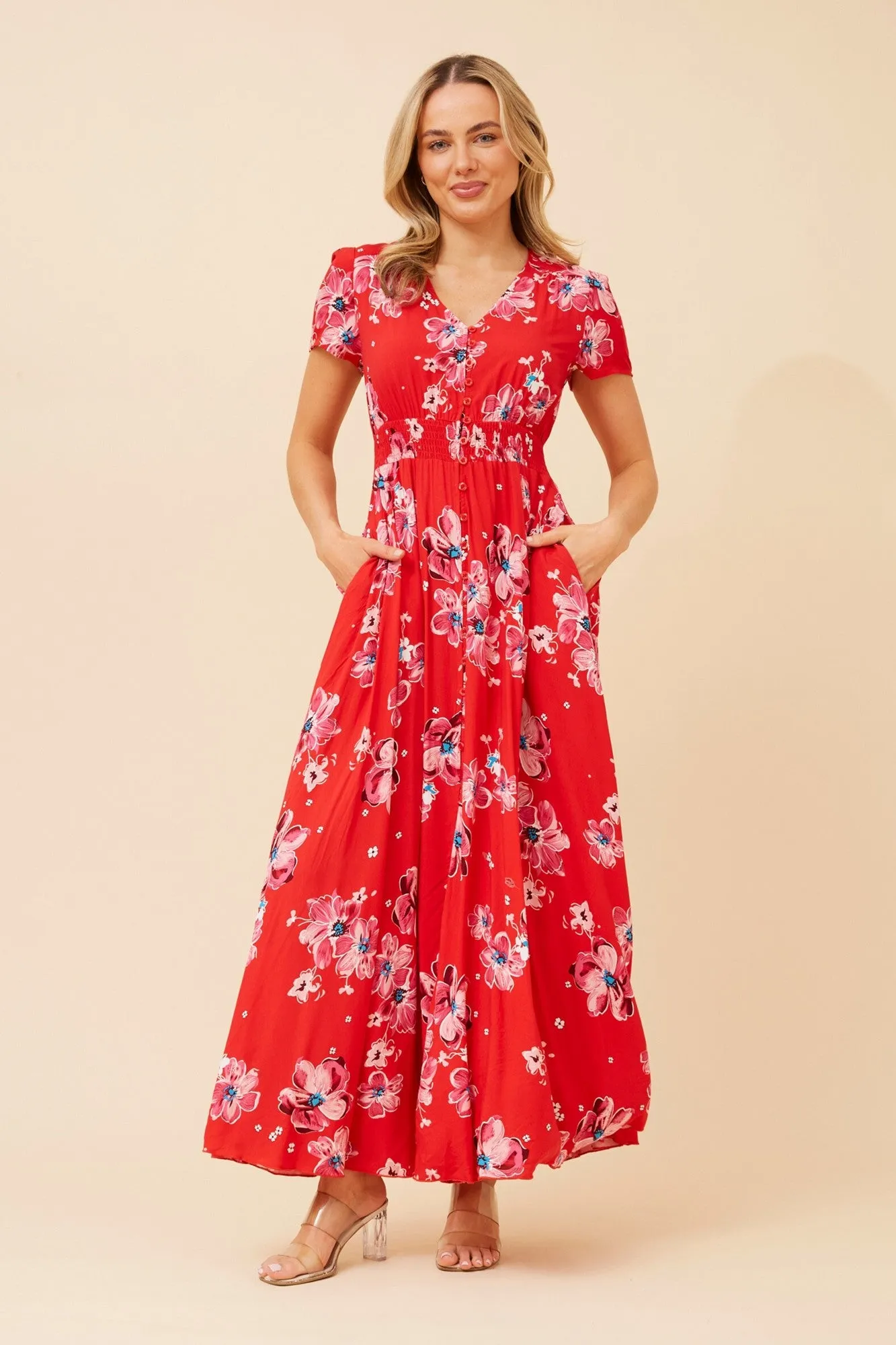 BERNITA FLORAL MAXI DRESS Natural Aesthetic Work Friendly