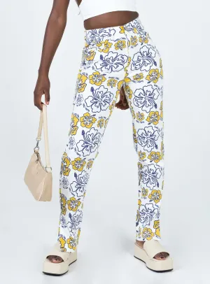 Tropical Dreams High Rise Straight Leg Denim Jeans Off White Street Approved Vibrant Formal
