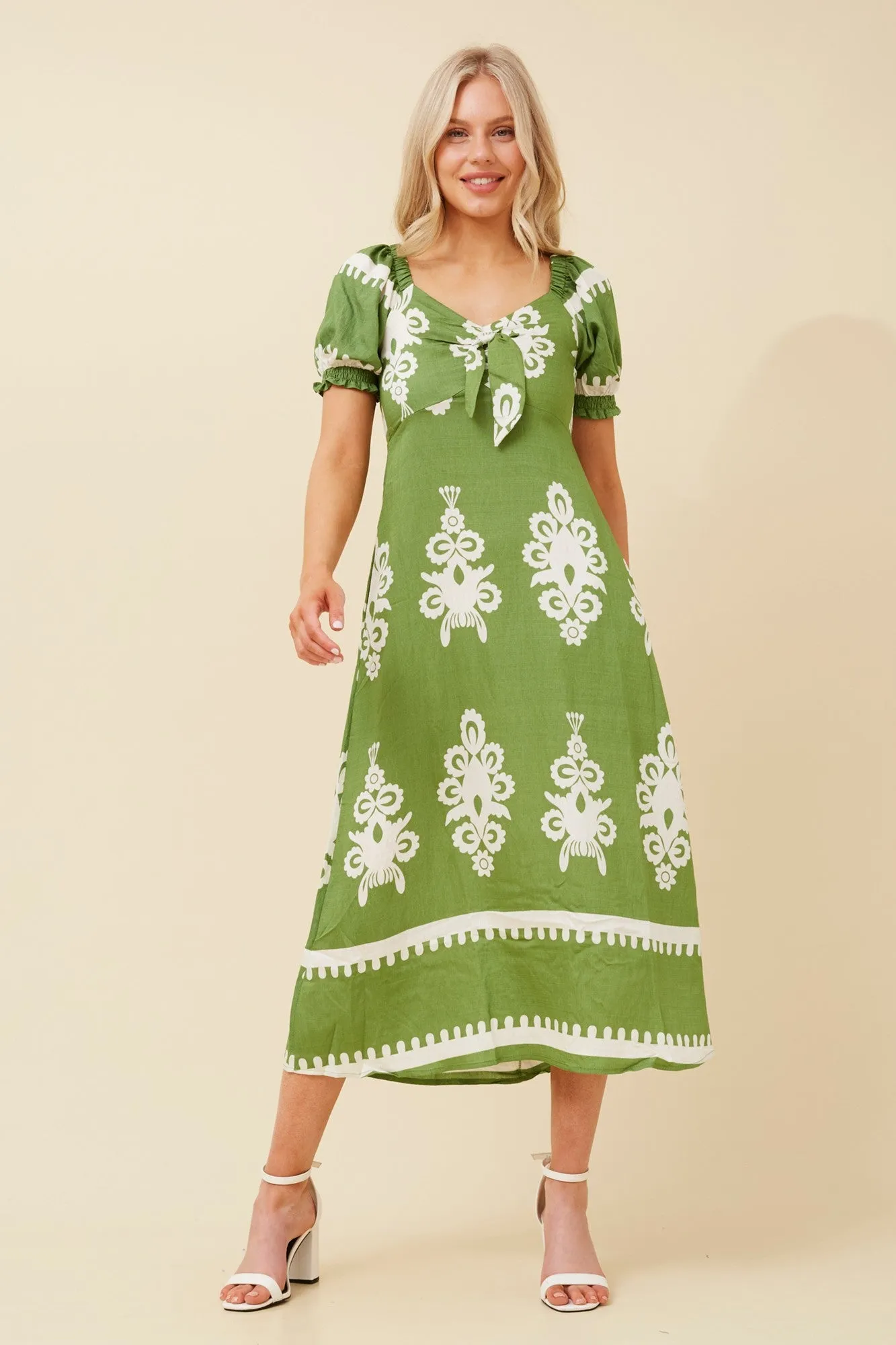 Korean Mood Sweetheart-Neck FAITH BOHO MIDI DRESS