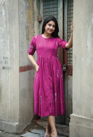 Solstice Maroon with Muted Muse Maternity and Feeding Dress Subtle Flex Trendy Everyday