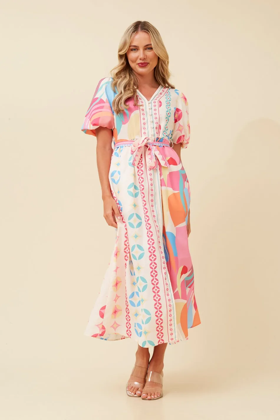 TYNAN ABSTRACT PRINT MIDI DRESS Style Upgrade Evening Look
