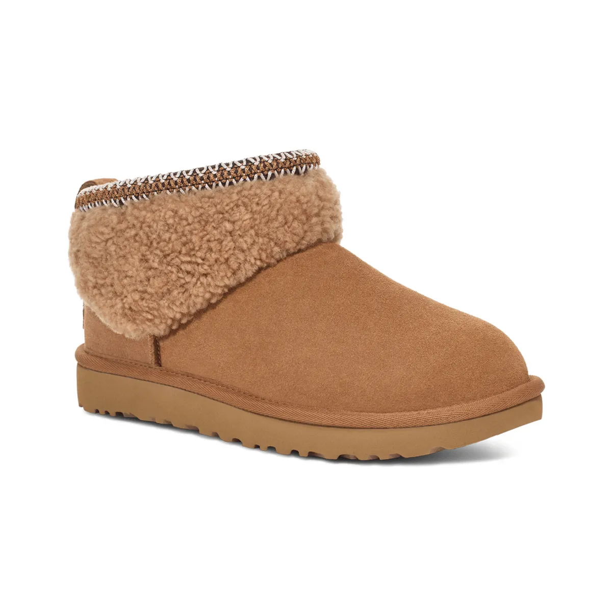 UGG Women's Classic Ultra Mini Maxi Curly Chestnut Grass Step