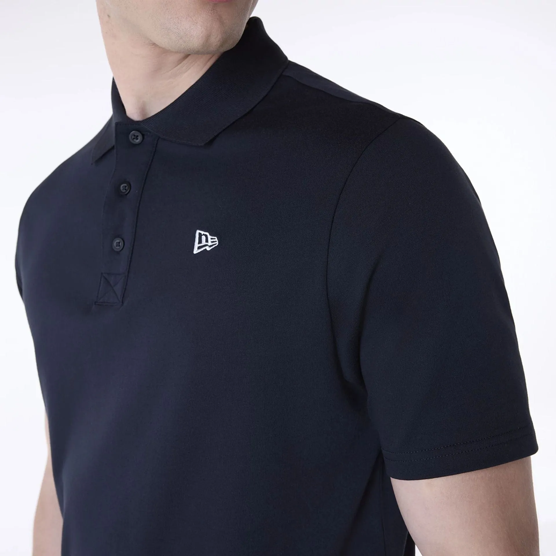 New Era Polo Navy T-Shirt Distressed Hem Finish