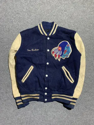 Odor Resistant Finish Rubberized Edging 80s Holloway Varsity Jacket Made in USA (S)