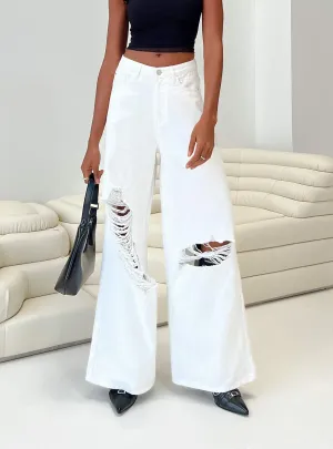 Chavez Wide Leg Jeans White Denim Durable piece Soft Aesthetic