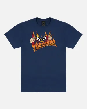 THRASHER SUCKA FREE BY NECKFACE T-SHIRT (NVY) ZeroChafeSeams LayeredConstruction
